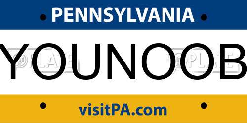 YOUNOOB Pennsylvania License Plate