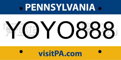 YOYO888 Pennsylvania License Plate