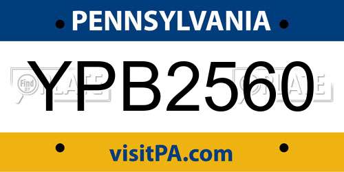 YPB2560 Pennsylvania License Plate
