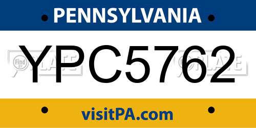 YPC5762 Pennsylvania License Plate