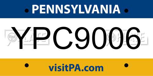 YPC9006 Pennsylvania License Plate
