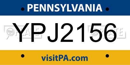 YPJ2156 Pennsylvania License Plate