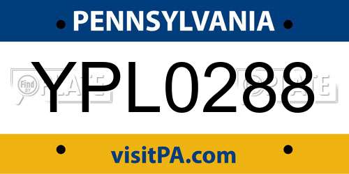 YPL0288 Pennsylvania License Plate