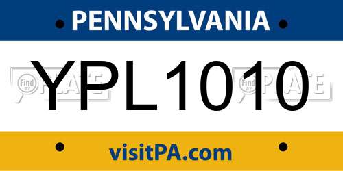 YPL1010 Pennsylvania License Plate