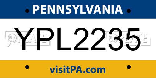 YPL2235 Pennsylvania License Plate