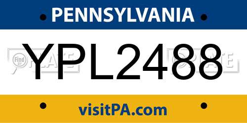 YPL2488 Pennsylvania License Plate