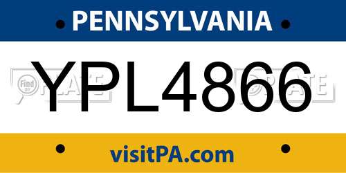 YPL4866 Pennsylvania License Plate