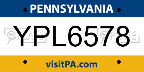 YPL6578 Pennsylvania License Plate