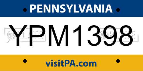YPM1398 Pennsylvania License Plate
