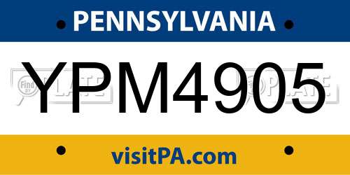 YPM4905 Pennsylvania License Plate