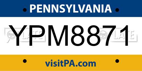 YPM8871 Pennsylvania License Plate
