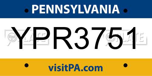YPR3751 Pennsylvania License Plate