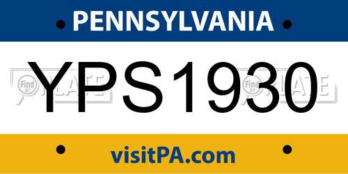 YPS1930 Pennsylvania License Plate