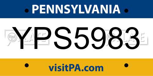 YPS5983 Pennsylvania License Plate