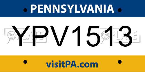 YPV1513 Pennsylvania License Plate