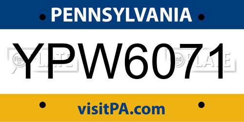 YPW6071 Pennsylvania License Plate