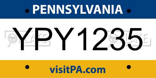 YPY1235 Pennsylvania License Plate