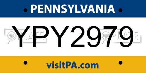YPY2979 Pennsylvania License Plate