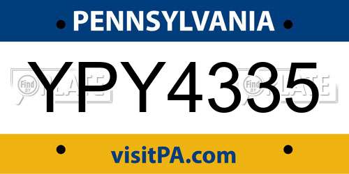 YPY4335 Pennsylvania License Plate