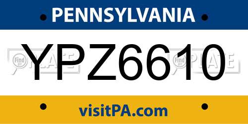 YPZ6610 Pennsylvania License Plate