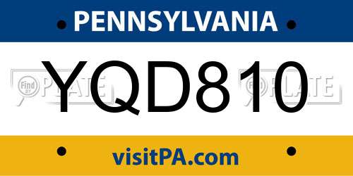 YQD810 Pennsylvania License Plate