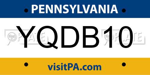 YQDB10 Pennsylvania License Plate