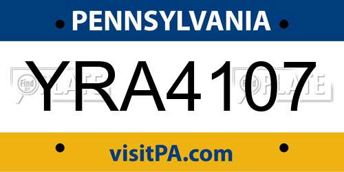 YRA4107 Pennsylvania License Plate