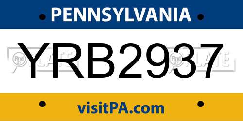 YRB2937 Pennsylvania License Plate