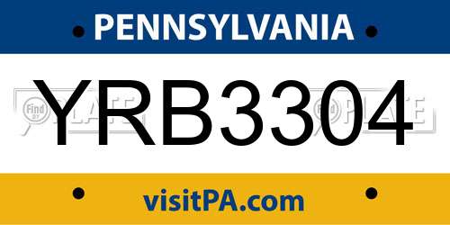 YRB3304 Pennsylvania License Plate
