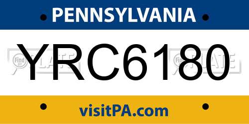 YRC6180 Pennsylvania License Plate