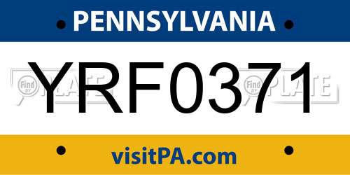 YRF0371 Pennsylvania License Plate