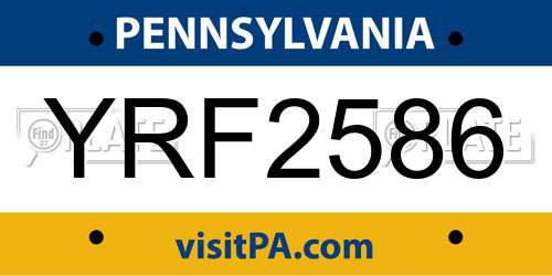 YRF2586 Pennsylvania License Plate