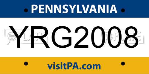 YRG2008 Pennsylvania License Plate