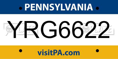 YRG6622 Pennsylvania License Plate