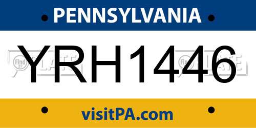 YRH1446 Pennsylvania License Plate