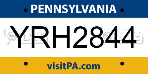 YRH2844 Pennsylvania License Plate