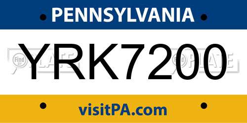 YRK7200 Pennsylvania License Plate