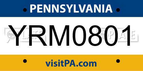 YRM0801 Pennsylvania License Plate