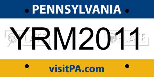 YRM2011 Pennsylvania License Plate