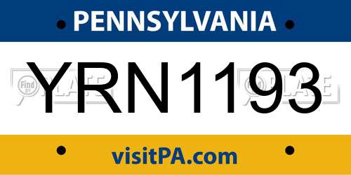 YRN1193 Pennsylvania License Plate