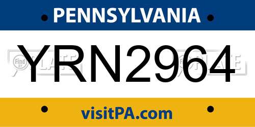 YRN2964 Pennsylvania License Plate