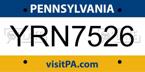 YRN7526 Pennsylvania License Plate