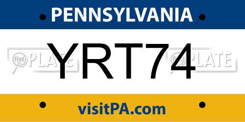 YRT74 Pennsylvania License Plate