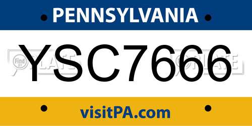 YSC7666 Pennsylvania License Plate
