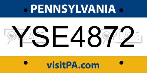 YSE4872 Pennsylvania License Plate