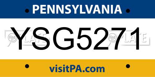 YSG5271 Pennsylvania License Plate