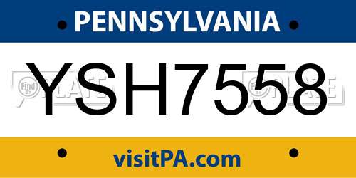 YSH7558 Pennsylvania License Plate