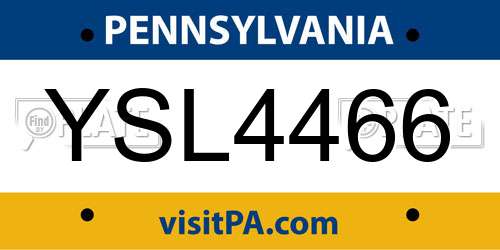 YSL4466 Pennsylvania License Plate