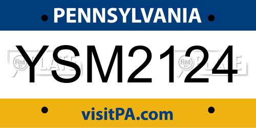 YSM2124 Pennsylvania License Plate
