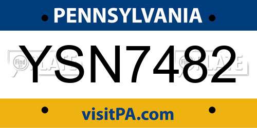 YSN7482 Pennsylvania License Plate